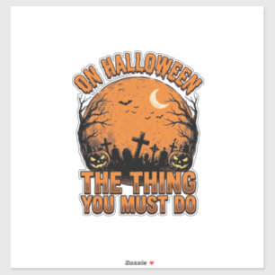Sticker Chemise Lune Citrouille Cimetière Halloween Vintag