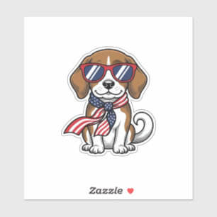 Sticker Chemise lunettes de soleil chien Beagle patriotiqu