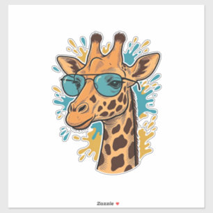 Sticker Chemise Lunettes de soleil Girafe Gravée Vintage D