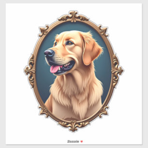 Sticker Chemise ovale cameo au retriever doré patriotique 