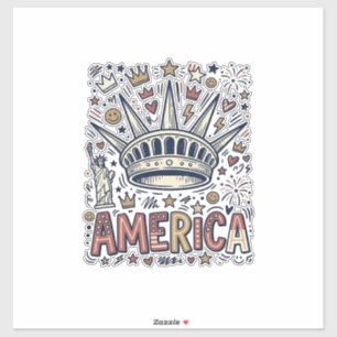 Sticker Chemise patriotique Vintage America Liberty Crown 