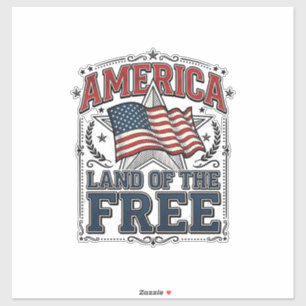 Sticker Chemise Patriotique Vintage America Terre De La Li