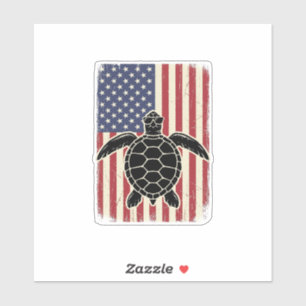 Sticker Chemise patriotique vintage tortue marine drapeau