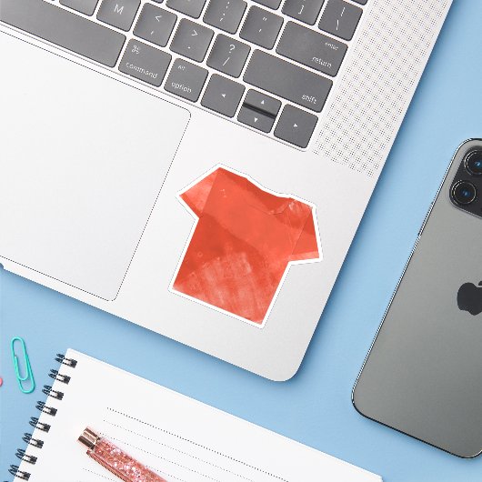 Sticker chemise rouge (Ordinateur portable avec iPhone)