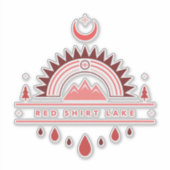 Sticker chemise rouge lac alaska collant de lune arc-en-ci (Devant)