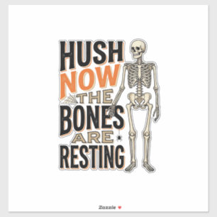 Sticker Chemise squelette drôle, gravure Halloween Hush No