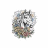 Sticker Chemise vectorielle de conception de cheval floral (Devant)