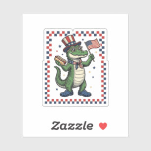 Sticker Chemise vintage avec drapeau de hot dog d'alligato