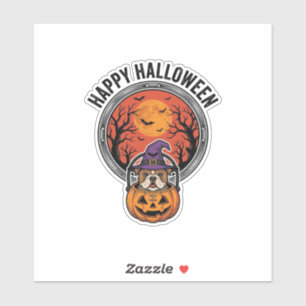 Sticker Chemise vintage Bulldog Sorcière Citrouille Joyeux