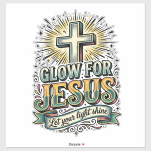 Sticker Chemise vintage de croix chrétienne Glow For Jesus