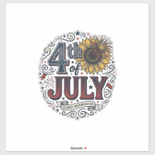 Sticker Chemise vintage fleur de tournesol patriotique du