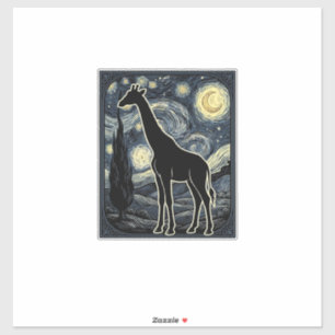 Sticker Chemise vintage gravure girafe nuit étoilée_1