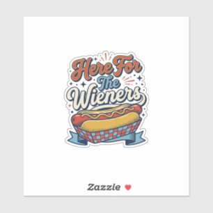 Sticker Chemise vintage hot dog Here For The Wieners_1