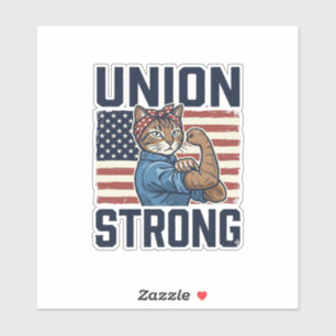 Sticker Chemise vintage patriotique de travailleur de chat