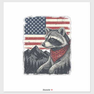 Sticker Chemise vintage patriotique Raccoon Mountain Flag