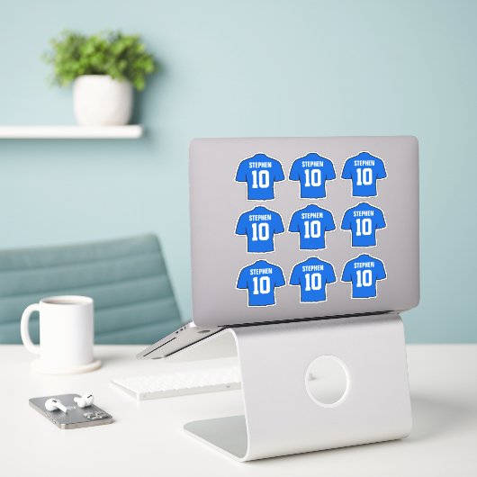 Sticker Chemises de football bleu (Ordinateur portable sur le bureau)