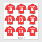 Sticker Chemises de football rouges (Feuille)
