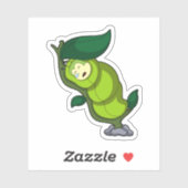 Sticker Chenille dormant avec feuille (Feuille)