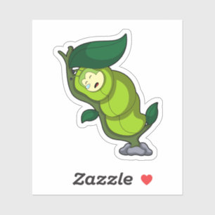 Sticker Chenille dormant avec feuille