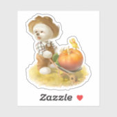 Sticker Cher fermier chien avec Citrouille (Feuille)