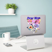 Sticker Chère Maman, Nous t'aimons (Ordinateur portable sur le bureau)