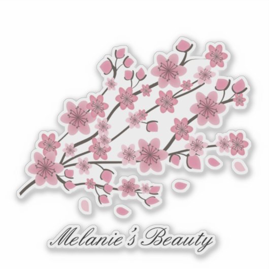 Sticker Cherry Blossom Sakura Gradient Rose Beauté (Devant)