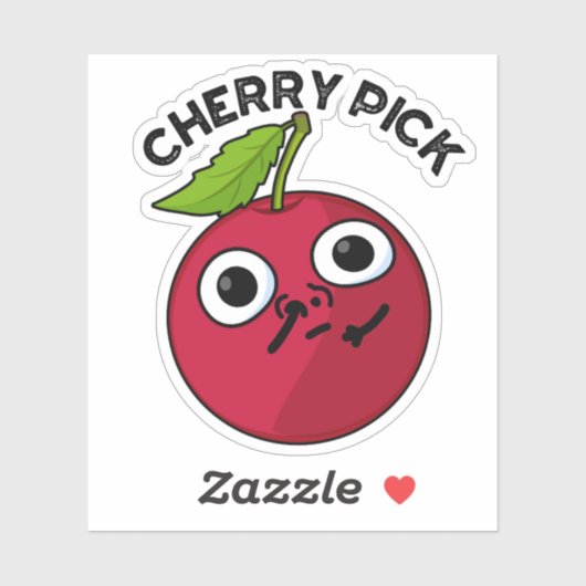 Sticker Cherry Pick Funny Fruit Pun (Feuille)