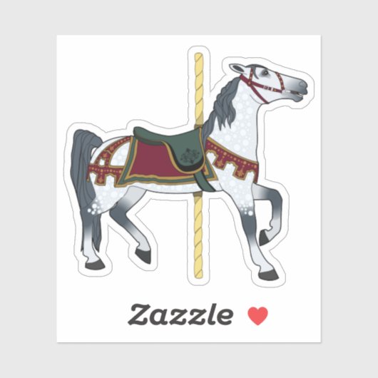 Sticker Cheval à bascule gris pommelé (Feuille)