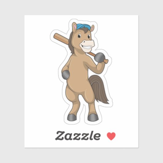 Sticker Cheval au baseball avec batte de baseball (Feuille)