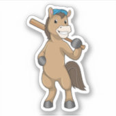 Sticker Cheval au baseball avec batte de baseball (Devant)