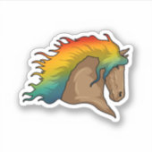 Sticker Cheval avec cheveux arc-en-ciel (Devant)