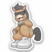 Sticker Cheval avec de grandes chaussures (Recto)