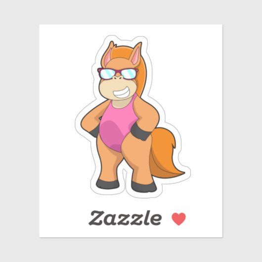 Sticker Cheval avec lunettes de soleil (Feuille)