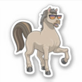 Sticker Cheval avec lunettes de soleil (Devant)
