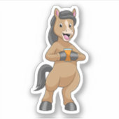 Sticker Cheval avec Mug de jus d'orange (Devant)