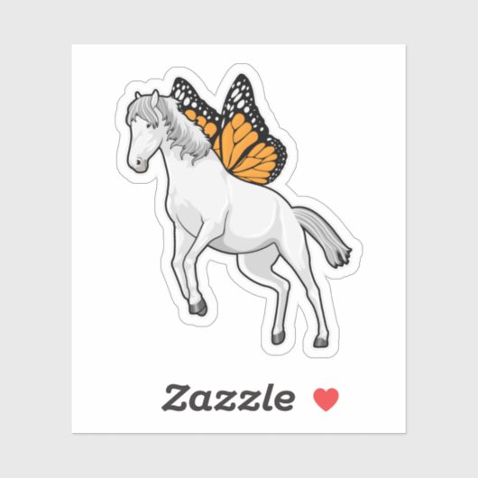Sticker Cheval avec papillon (Feuille)