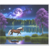 Sticker Cheval belge Palomino sous ciel étoilé violet (Devant)