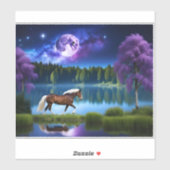 Sticker Cheval belge Palomino sous ciel étoilé violet (Feuille)