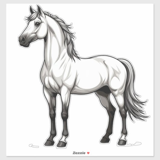 Sticker Cheval blanc (Feuille)