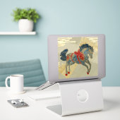 Sticker Cheval bleu royal orné (Ordinateur portable sur le bureau)