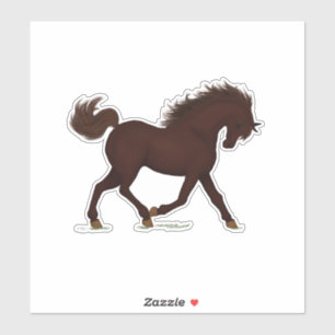 Sticker Cheval Brown Trotting Pony Equestrio