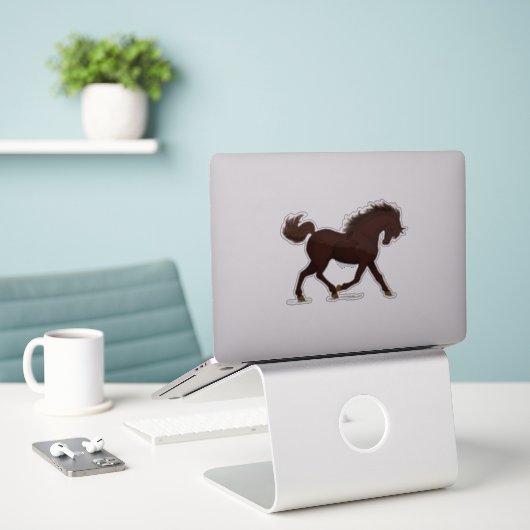 Sticker Cheval Brown Trotting Pony Equestrio (Ordinateur portable sur le bureau)