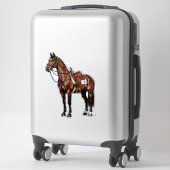 Sticker Cheval Brun Avec Selle (Sur valise)