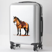 Sticker Cheval Brun Avec Selle (Sur valise)