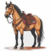 Sticker Cheval Brun Avec Selle (Devant)