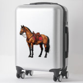 Sticker Cheval Brun Avec Selle (Sur valise)