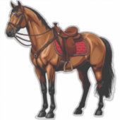 Sticker Cheval Brun Avec Selle (Devant)
