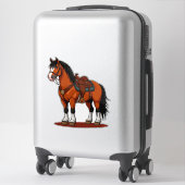 Sticker Cheval Brun Avec Selle (Sur valise)