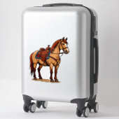 Sticker Cheval Brun Avec Selle (Sur valise)