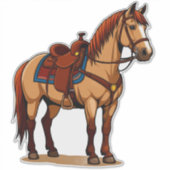 Sticker Cheval Brun Avec Selle (Devant)